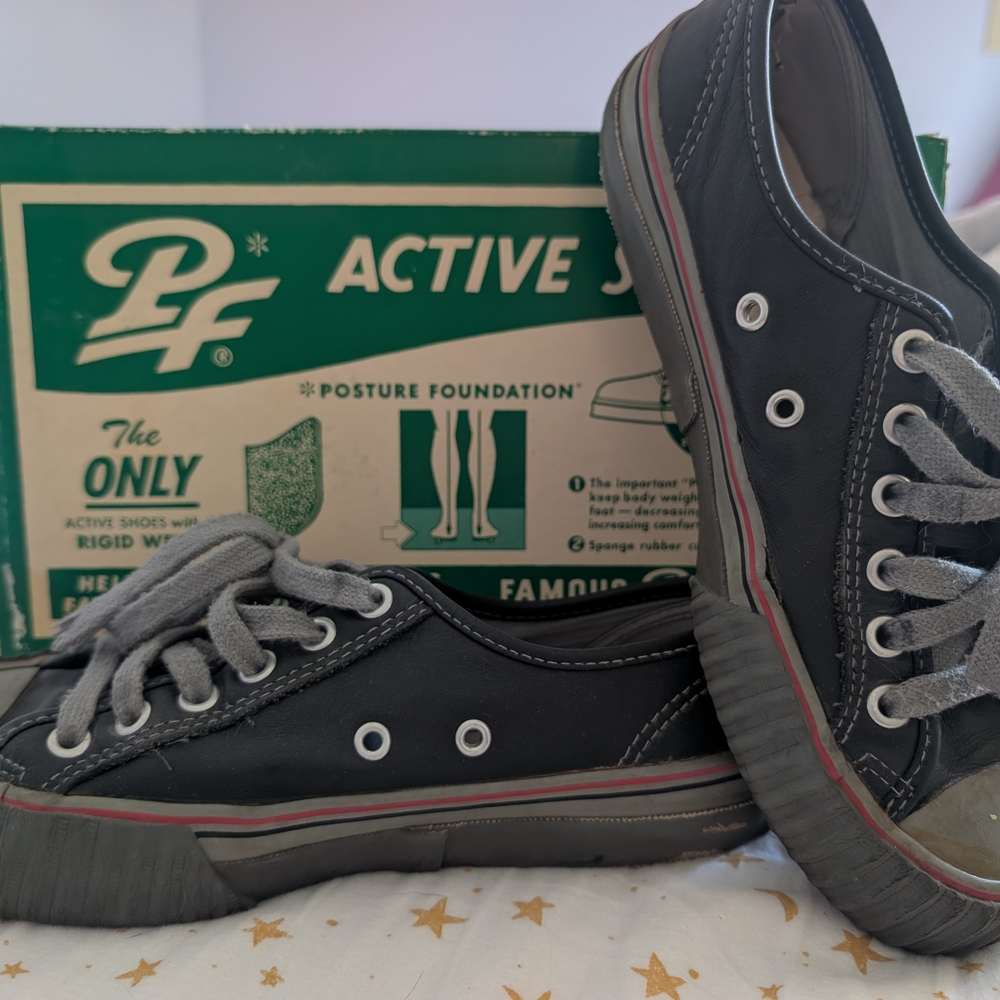 Vintage P.F. Flyers Center Lo Reissue, Black Canvas Sneakers